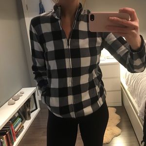 Plaid fleece zip up jacket